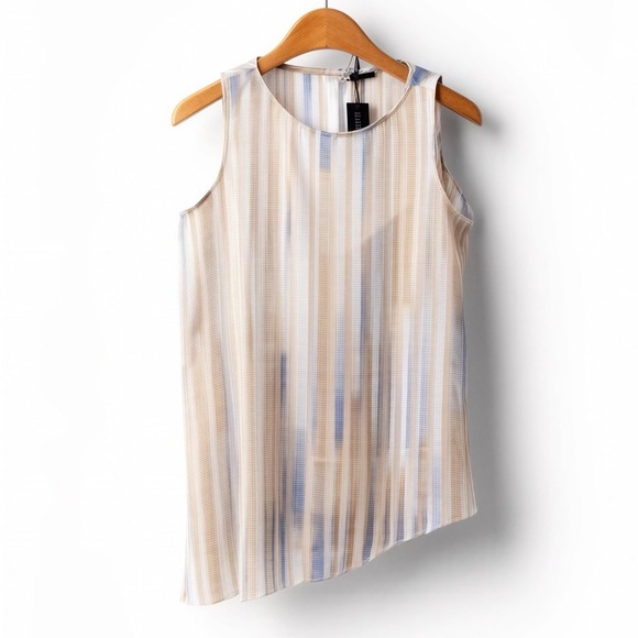 White House Black Market Tops - White House Black Market Watercolor Stripe Tunic XS Sleeveless Asym Hem